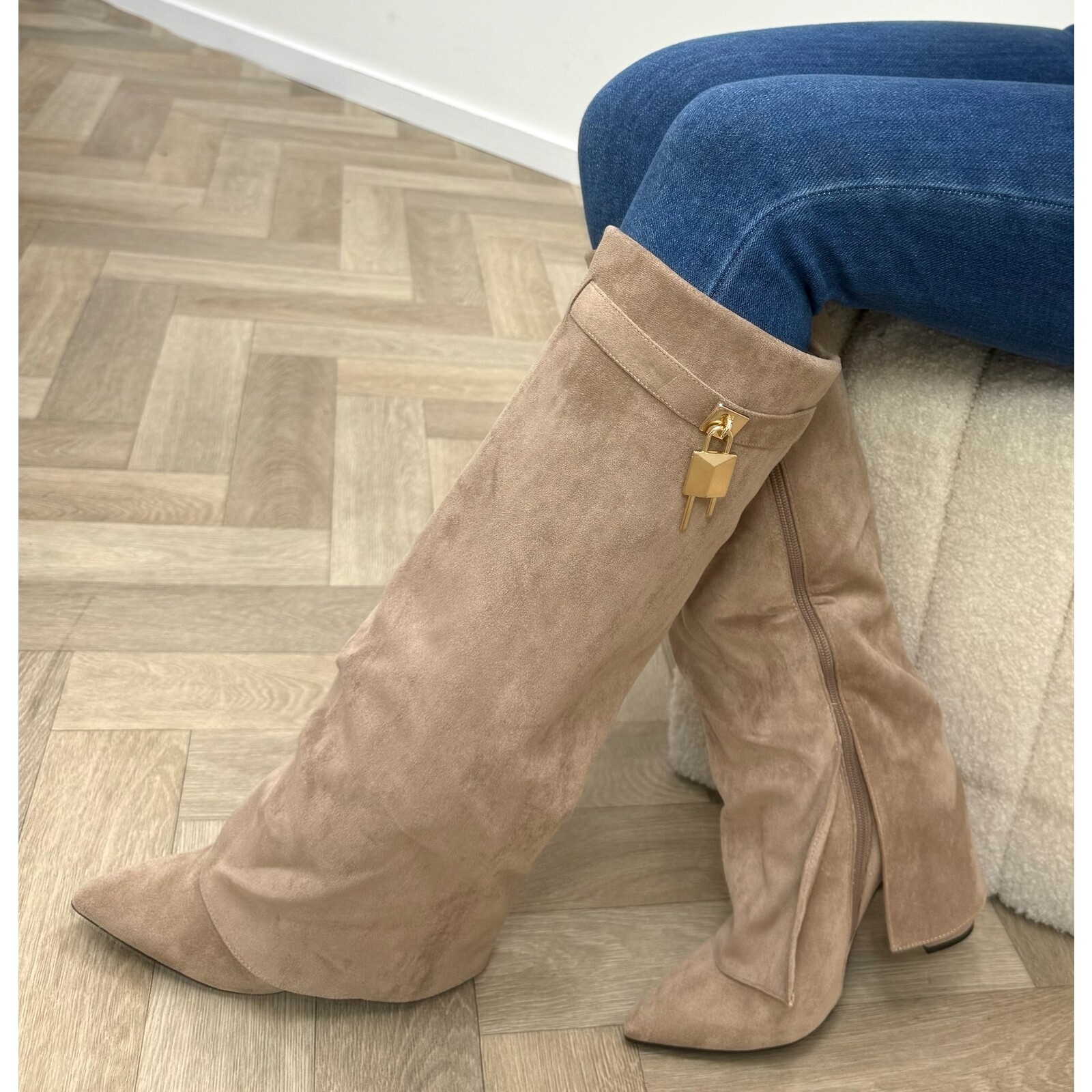 Long Boots Bella Suede Khaki 588-53