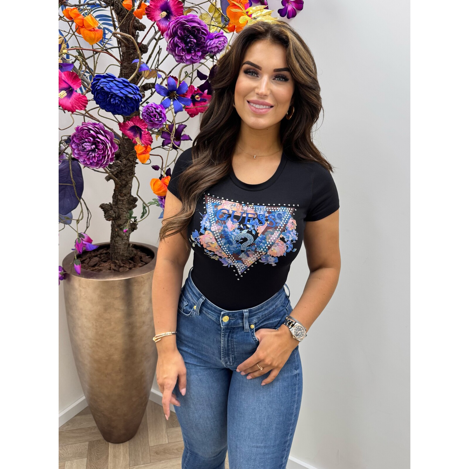 Guess T-Shirt Peony Triangle Black Guess 885