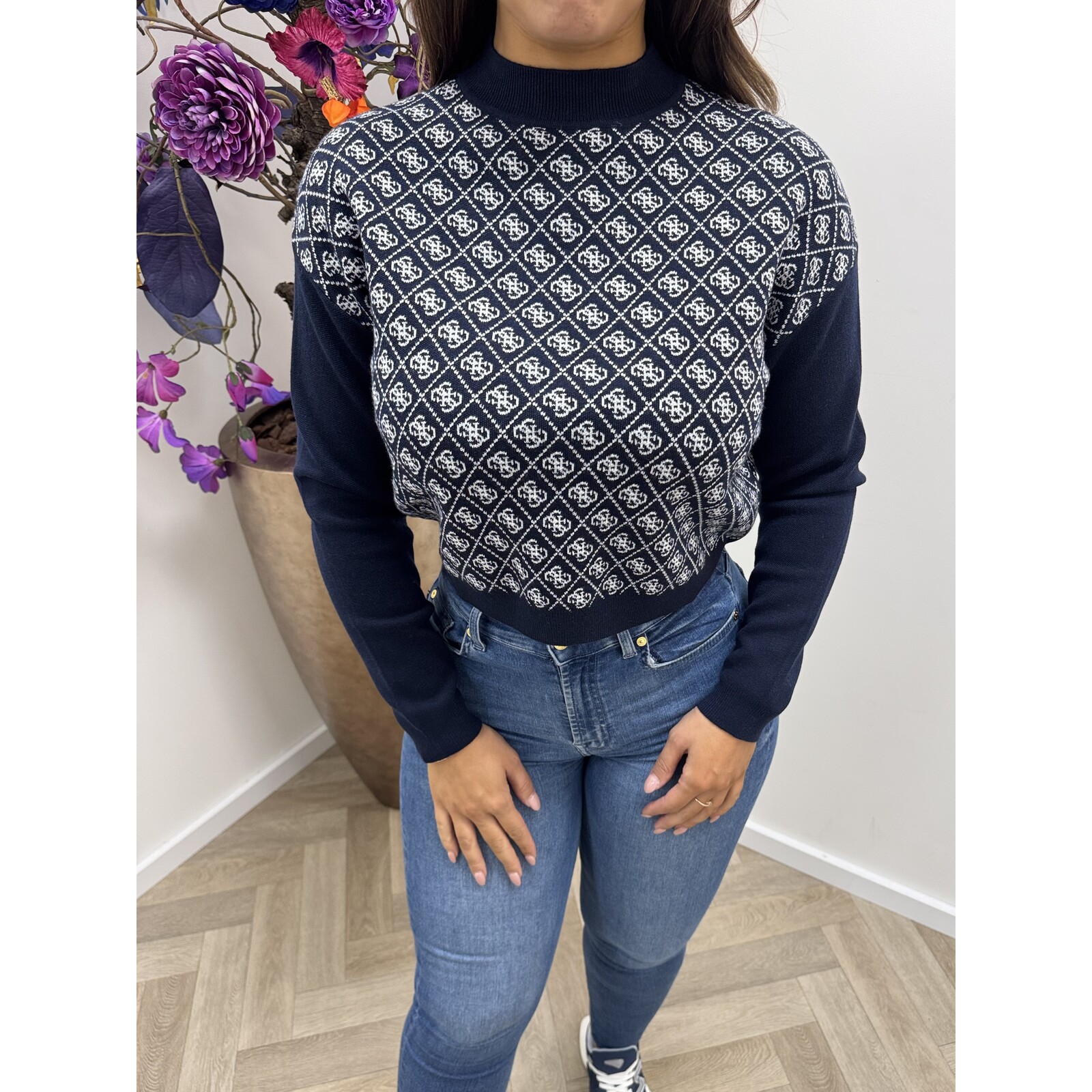 Guess Sweater Aubrey 4G logo Navy Guess 829