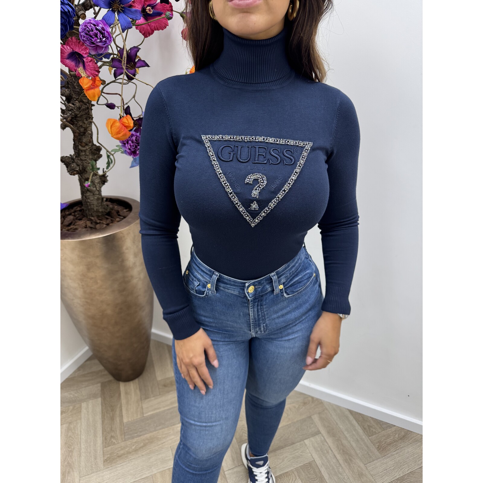 Guess Col Top Melanie Triangle logo Navy 831