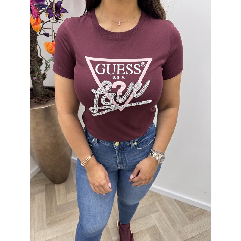 T-Shirt Love Pearls Wine Guess 843
