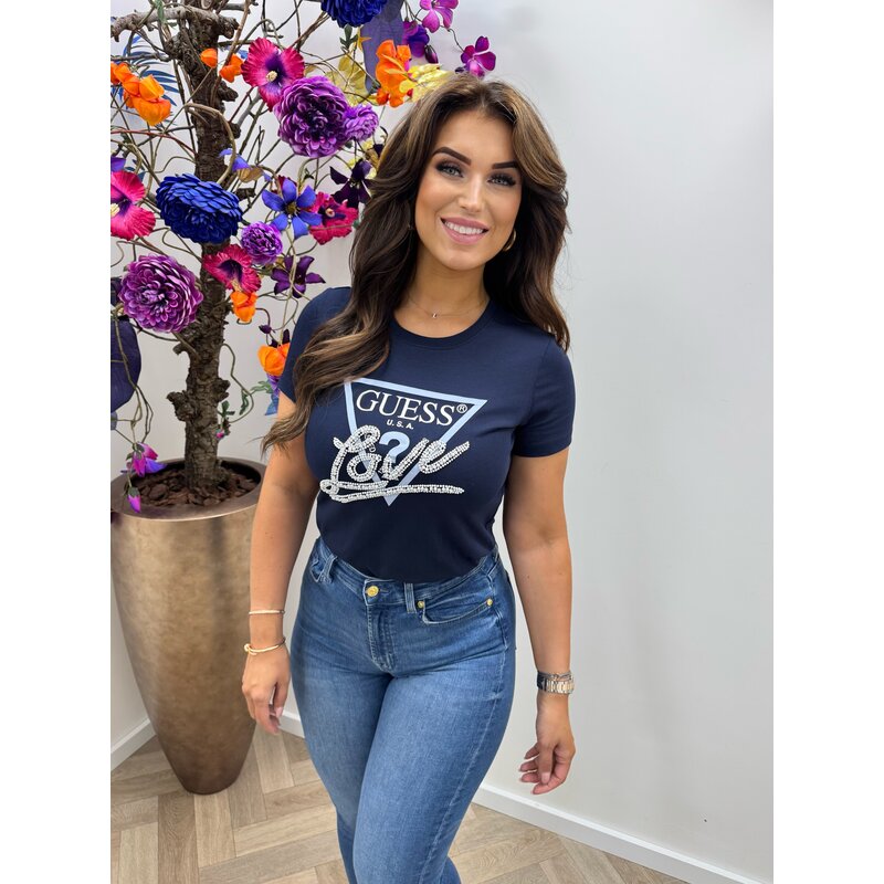 T-shirt Love Pearls Navy Guess 881