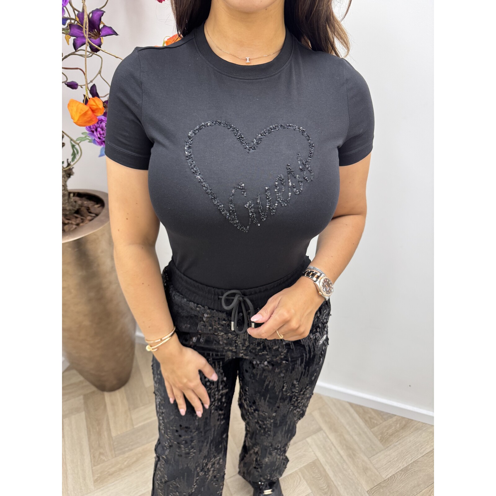 Guess T-Shirt Love Guess Black 873