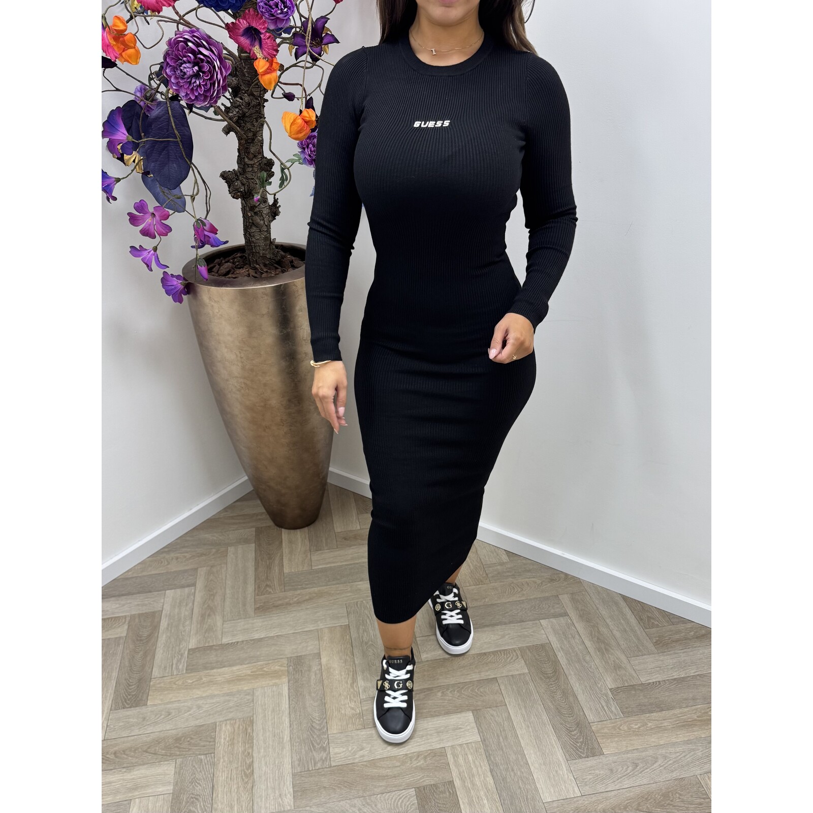 Guess Long Dress Flaminia Rib Black Guess 876