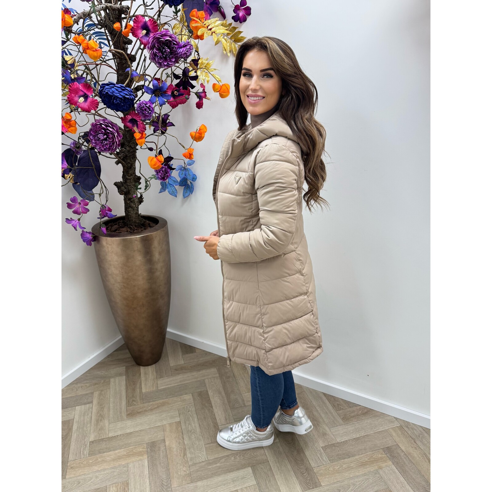 Guess Long PufferJacket Aleta Taupe Guess 815