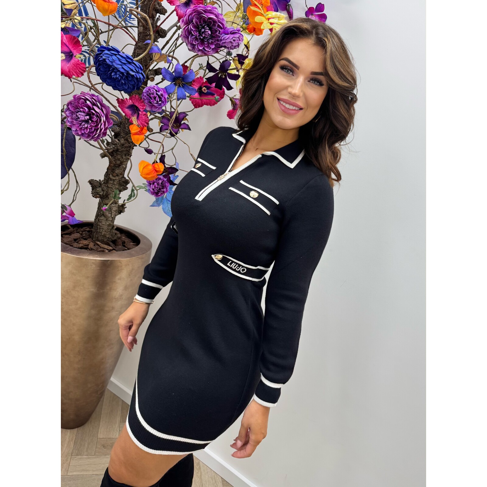 Liu-Jo Dress  Maglia Nero Bianco Latte Liu Jo  1775