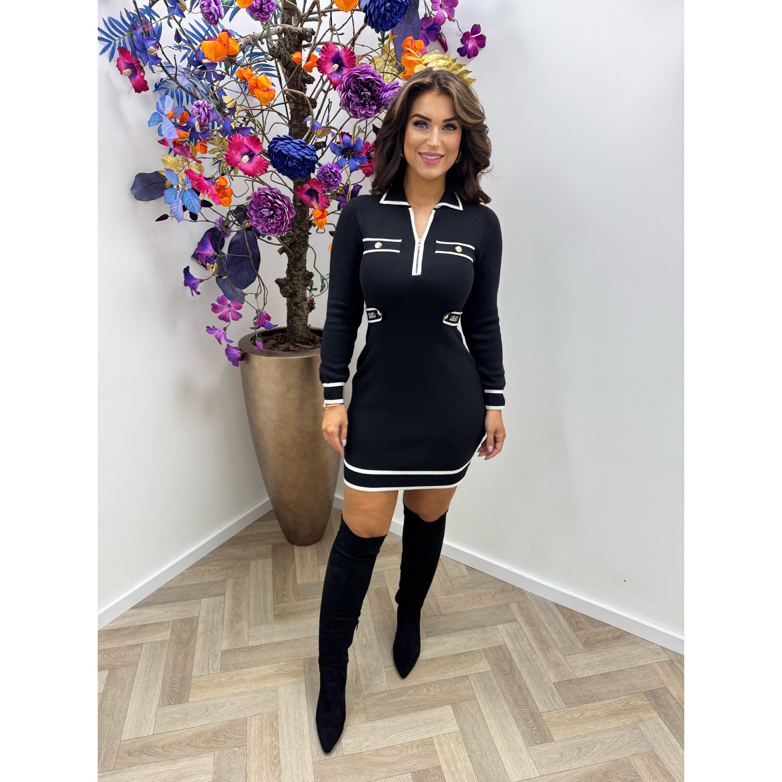 Liu-Jo Dress  Maglia Nero Bianco Latte Liu Jo  1775