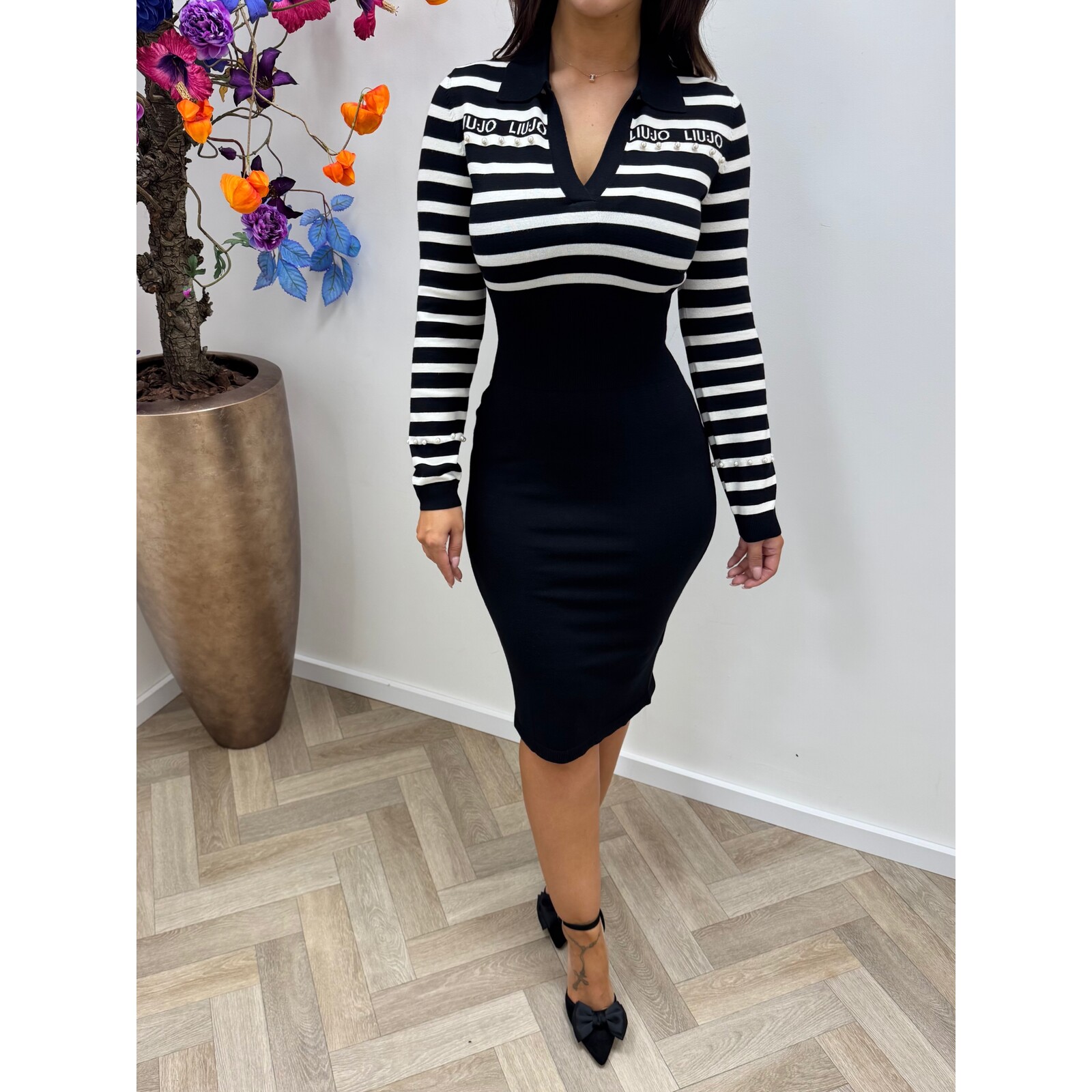 Liu-Jo Dress Abito Maglia Black White Liu Jo 1772