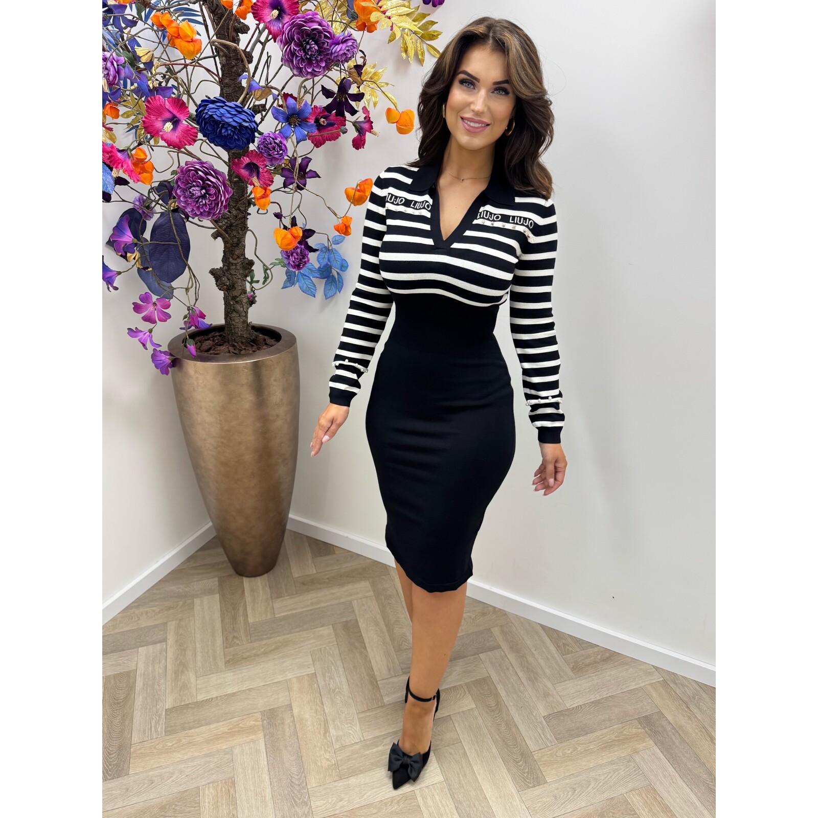 Liu-Jo Dress Abito Maglia Black White Liu Jo 1772