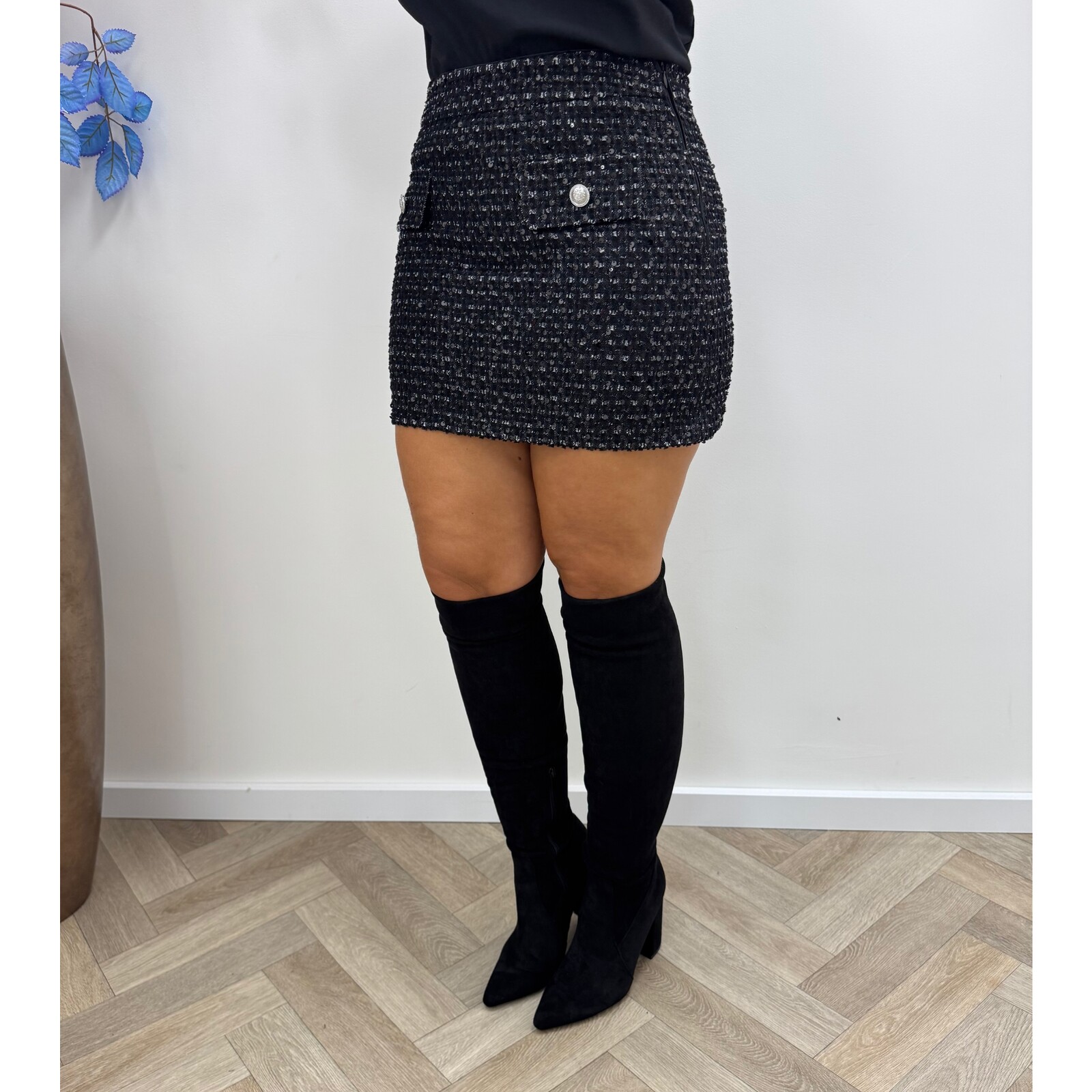 Liu-Jo Skirt Gonna Mini Buttons Nero Liu Jo 1791