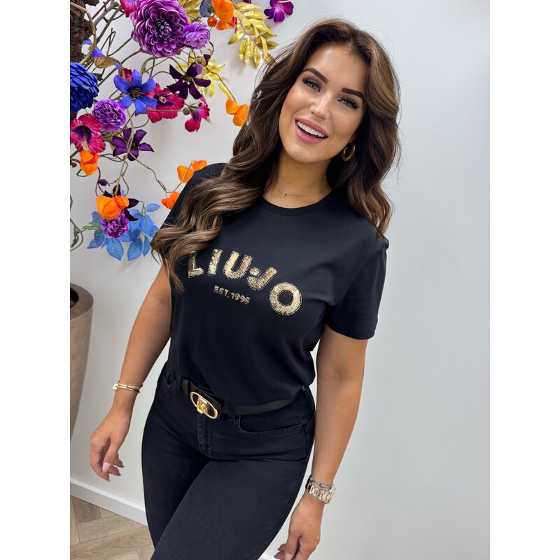 T-shirt Moda Gold Sequin Nero Liu Jo 1793