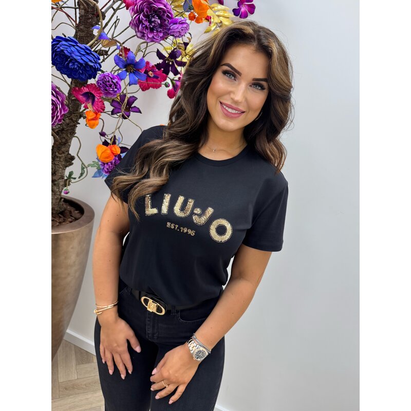 T-shirt Moda Gold Sequin Nero Liu Jo 1793