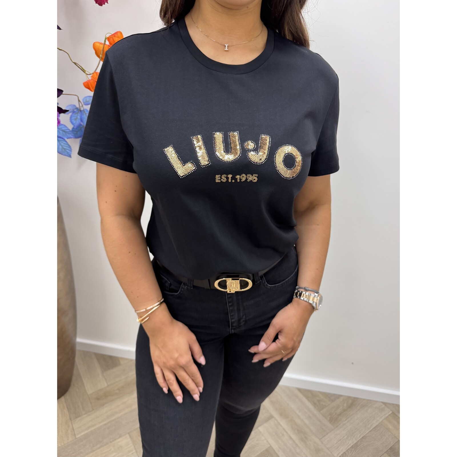 Liu-Jo T-shirt Moda Gold Sequin  Nero Liu  Jo 1793