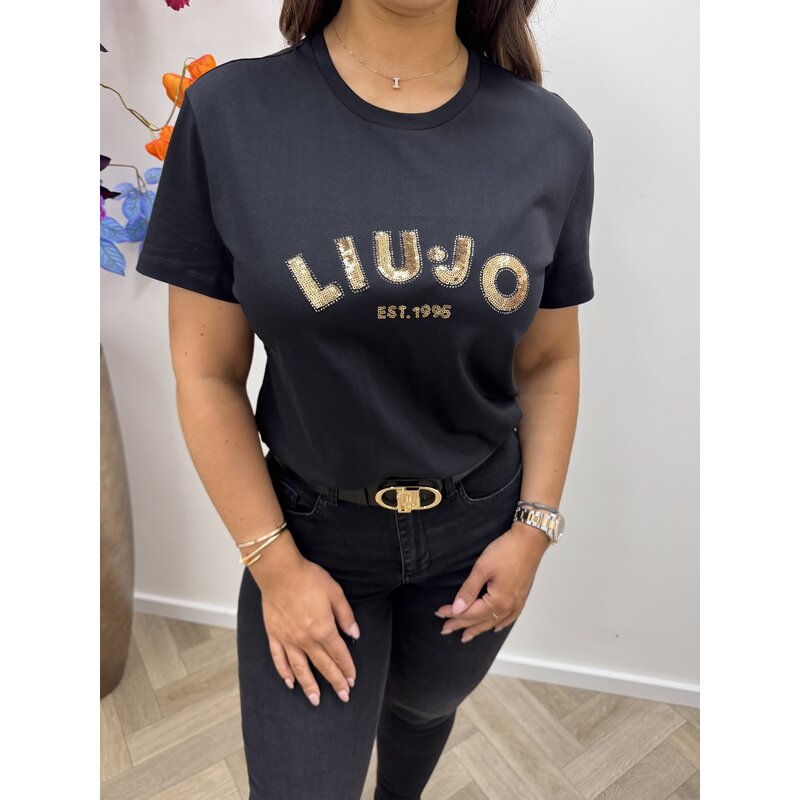 T-shirt Moda Gold Sequin Nero Liu Jo 1793