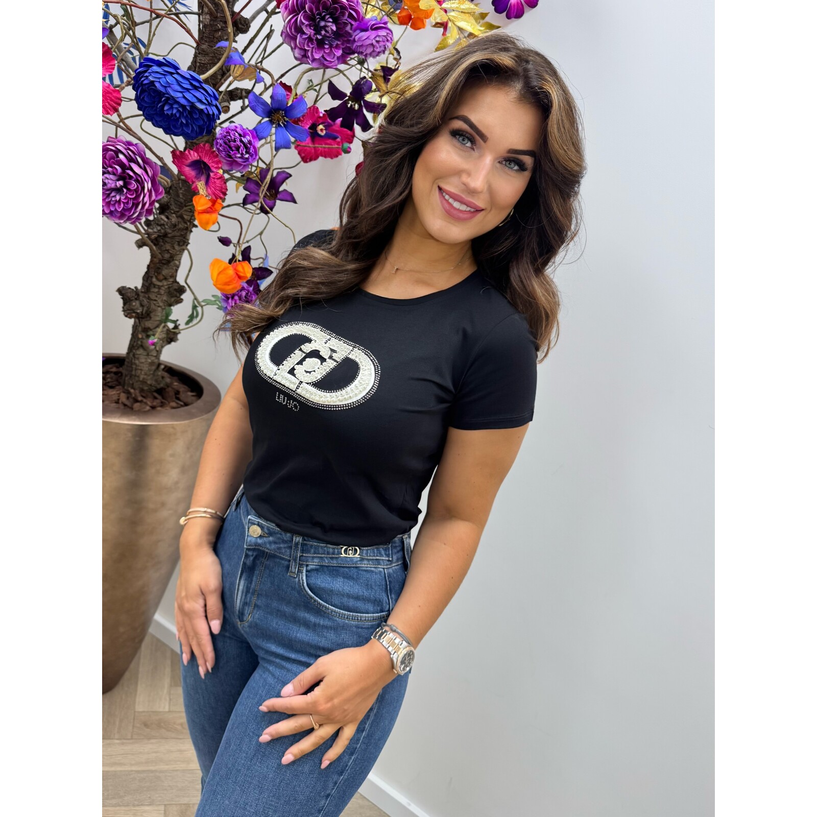 Liu-Jo T-shirt M/C Nero Monogram Pearl Liu Jo 1778