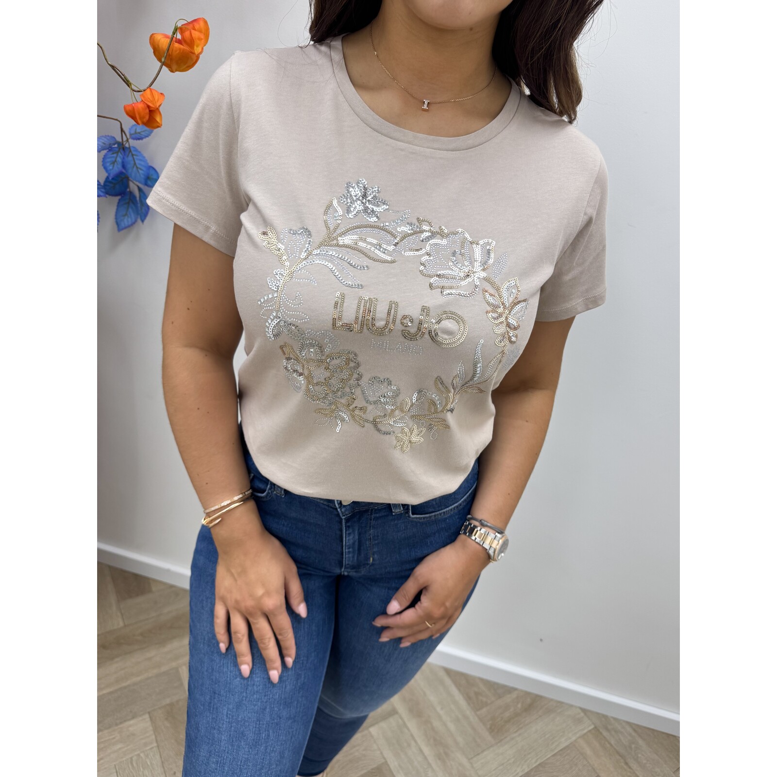 Liu-Jo T-shirt M/C  Round Pailletten Champagne  Liu Jo 1768