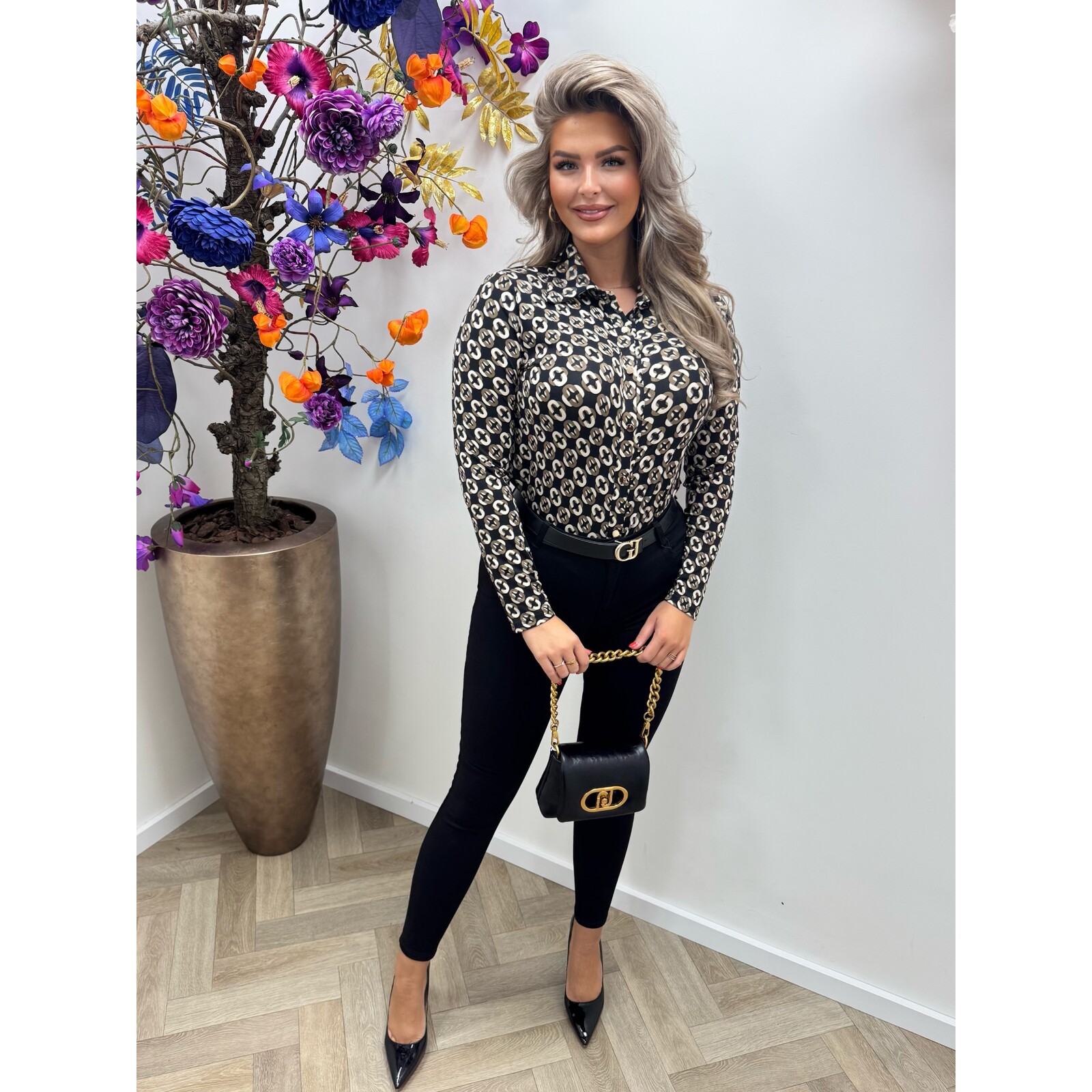 Travel Blouse Print By Swan HS9858 Black