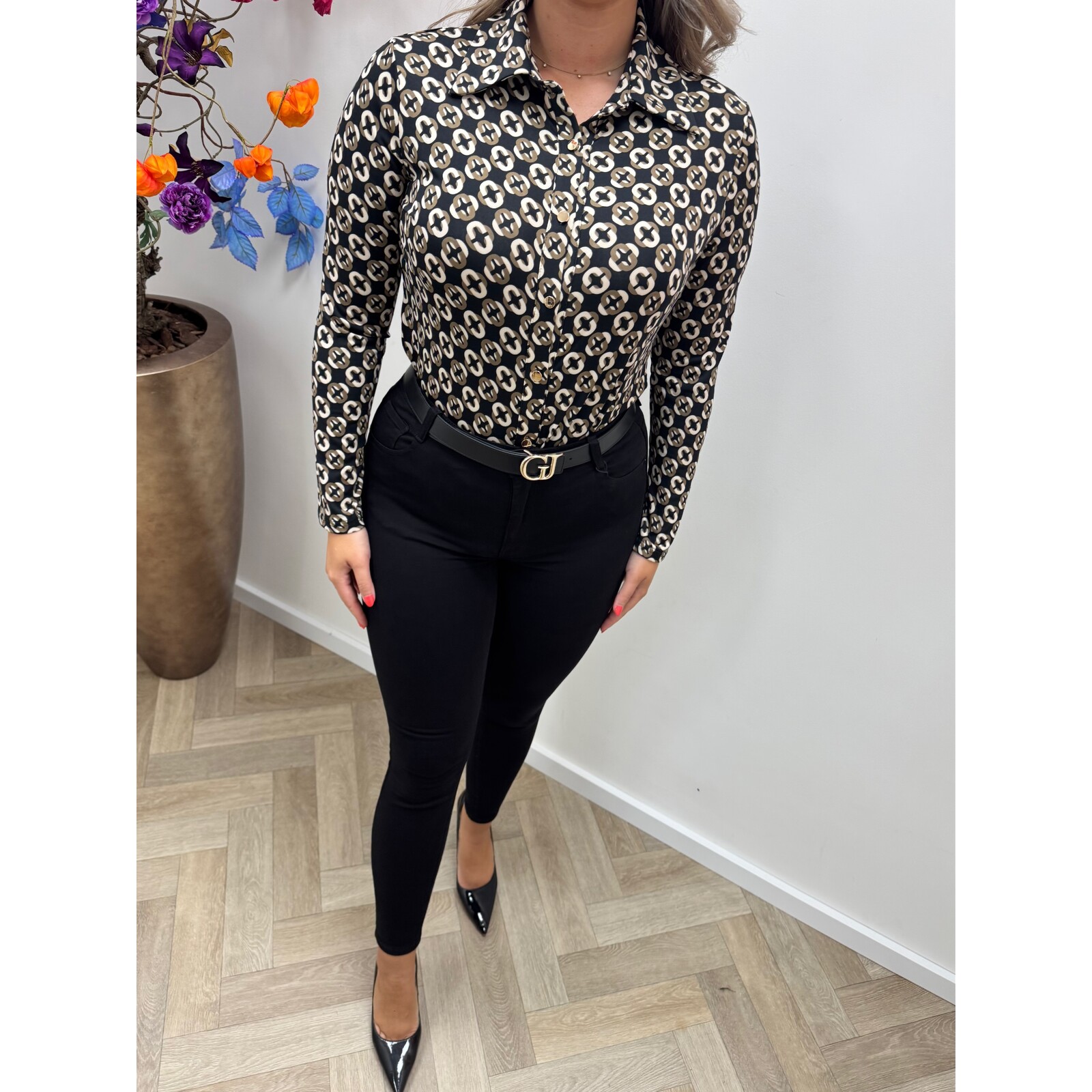 Travel Blouse Print By Swan HS9858 Black