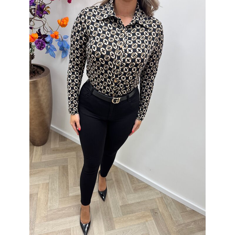 Travel Blouse Print By Swan HS9858 Black