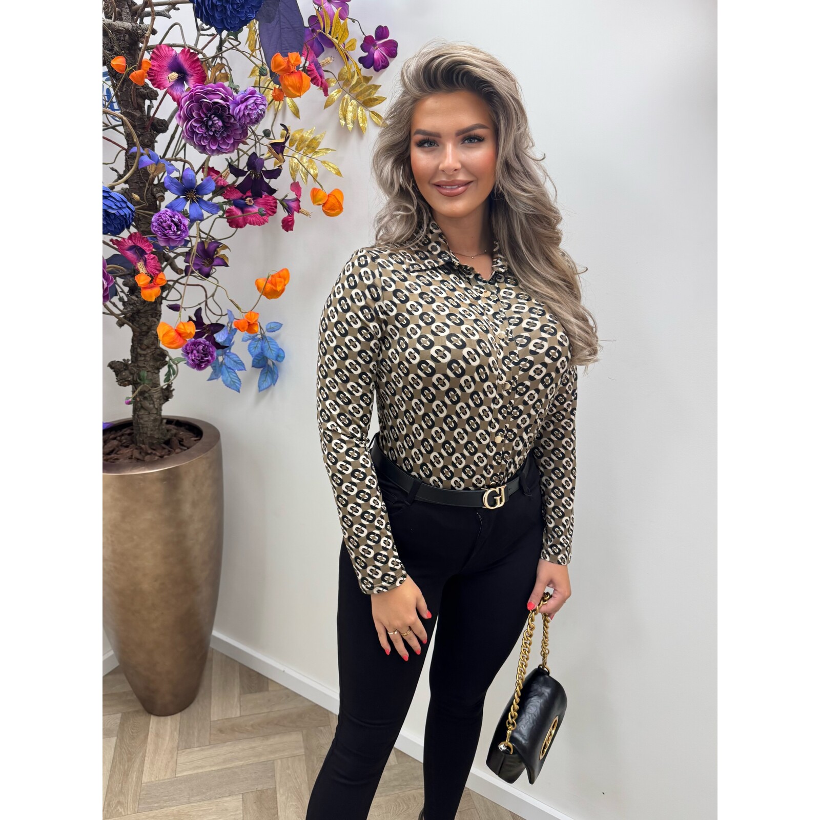 Travel Blouse Print By Swan HS9858 Taupe