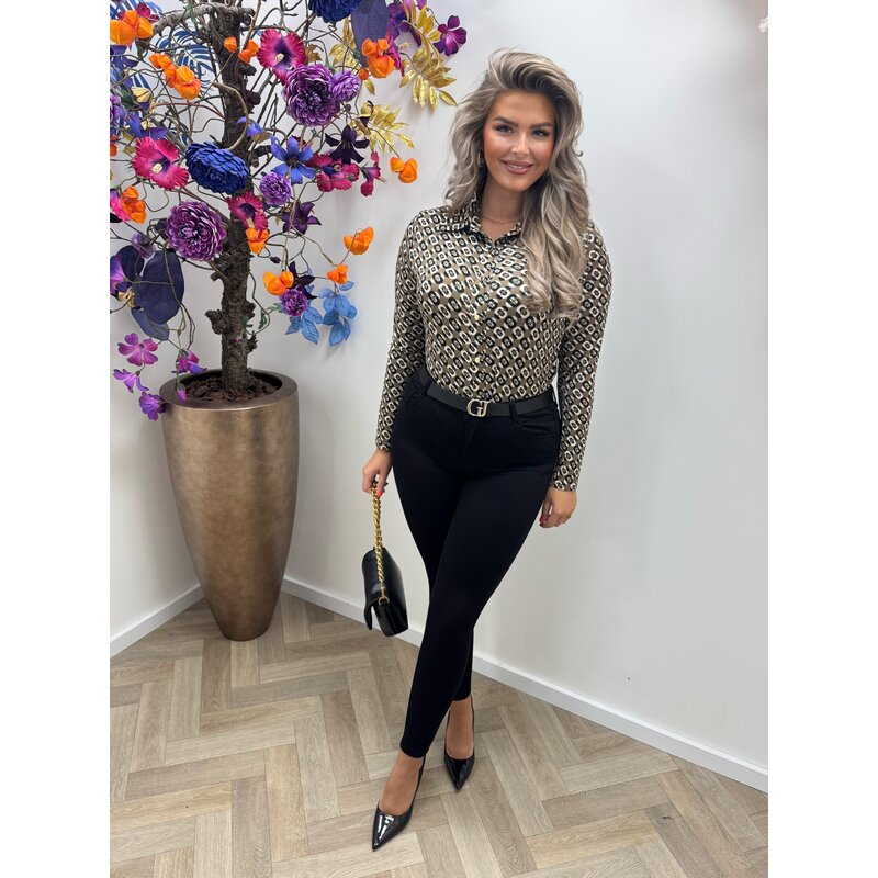 Travel Blouse Print By Swan HS9858 Taupe