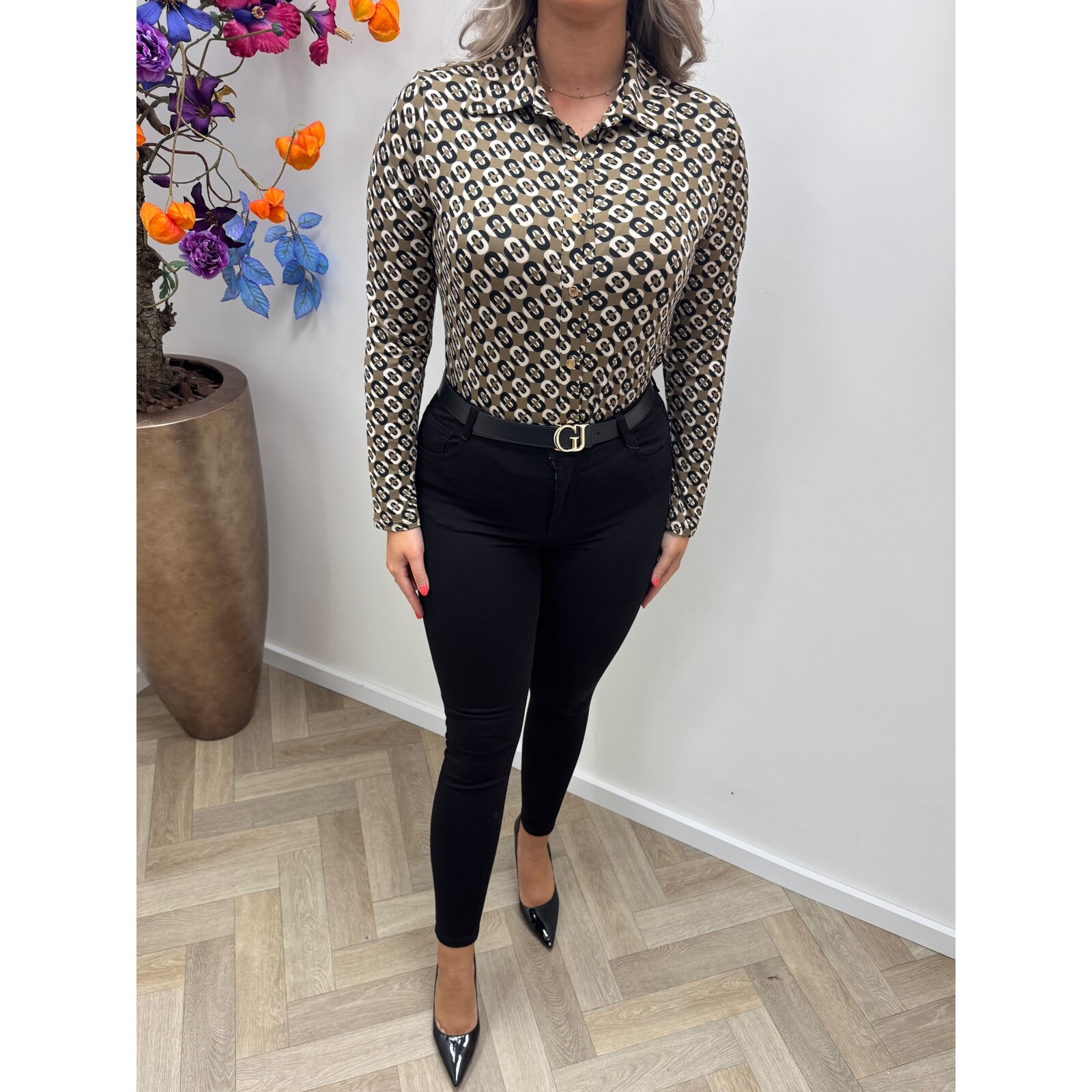 Travel Blouse Print By Swan HS9858 Taupe