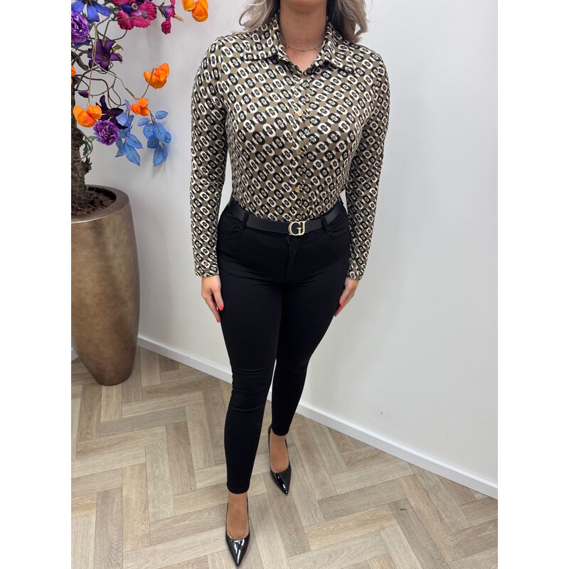 Travel Blouse Print By Swan HS9858 Taupe