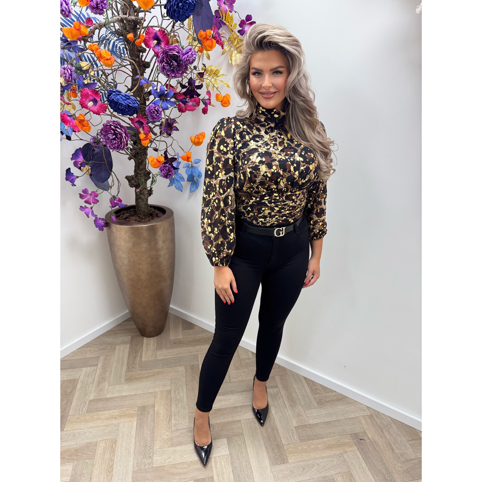 Blouse Gold Black CY4499A