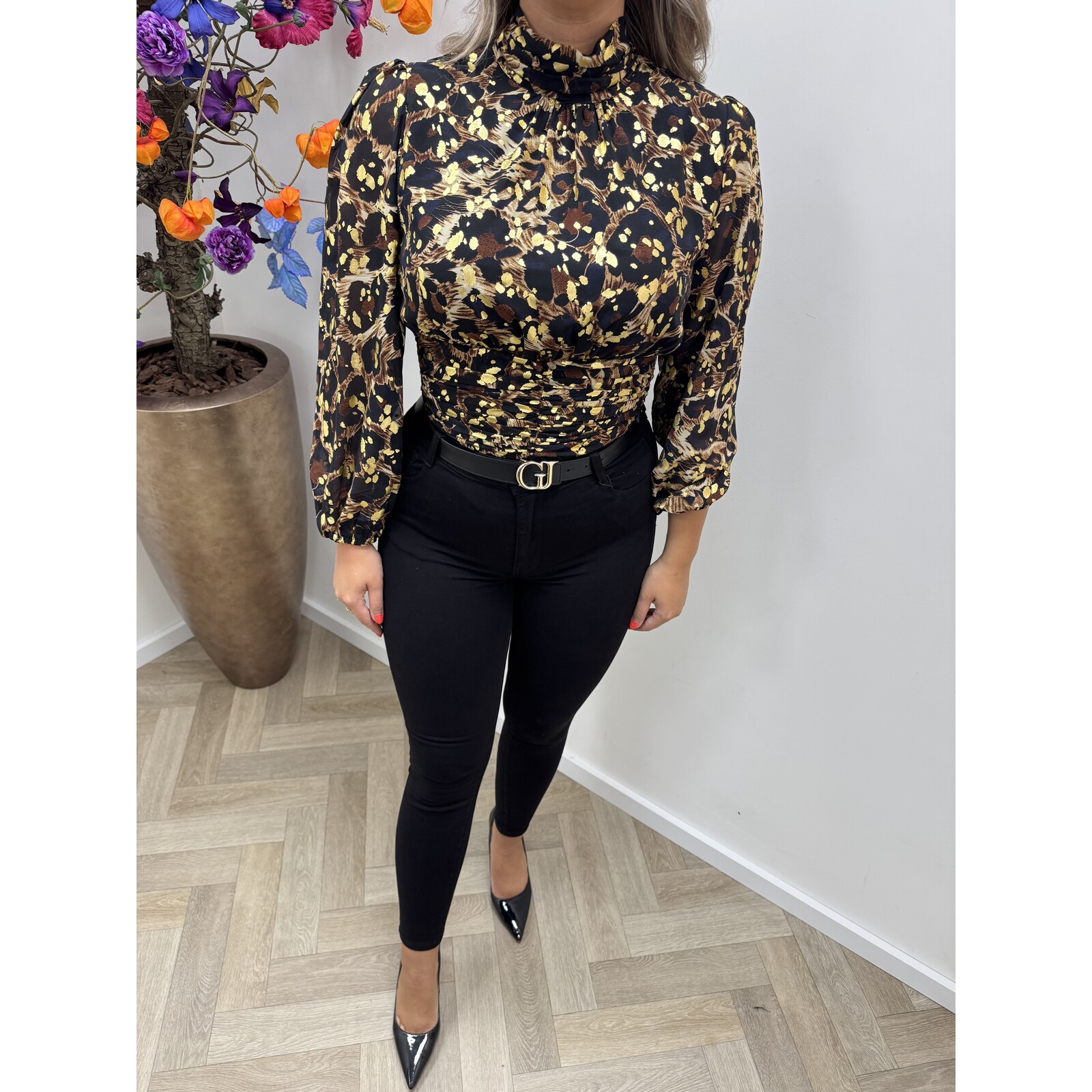 Blouse Gold Black CY4499A