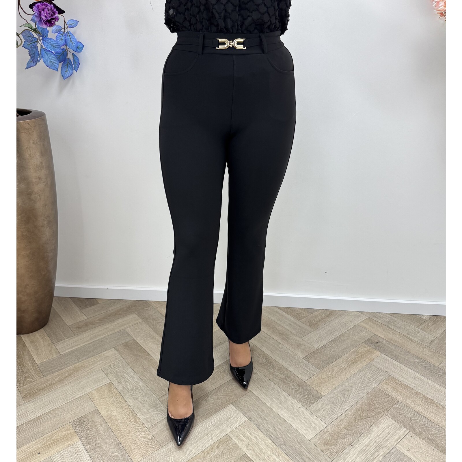 Stretch Pants Gold Detail LM3312-82 Black