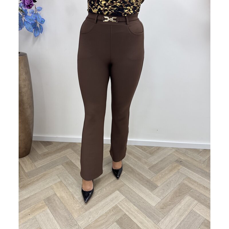Stretch Pants Gold Detail LM3312-82 Choco