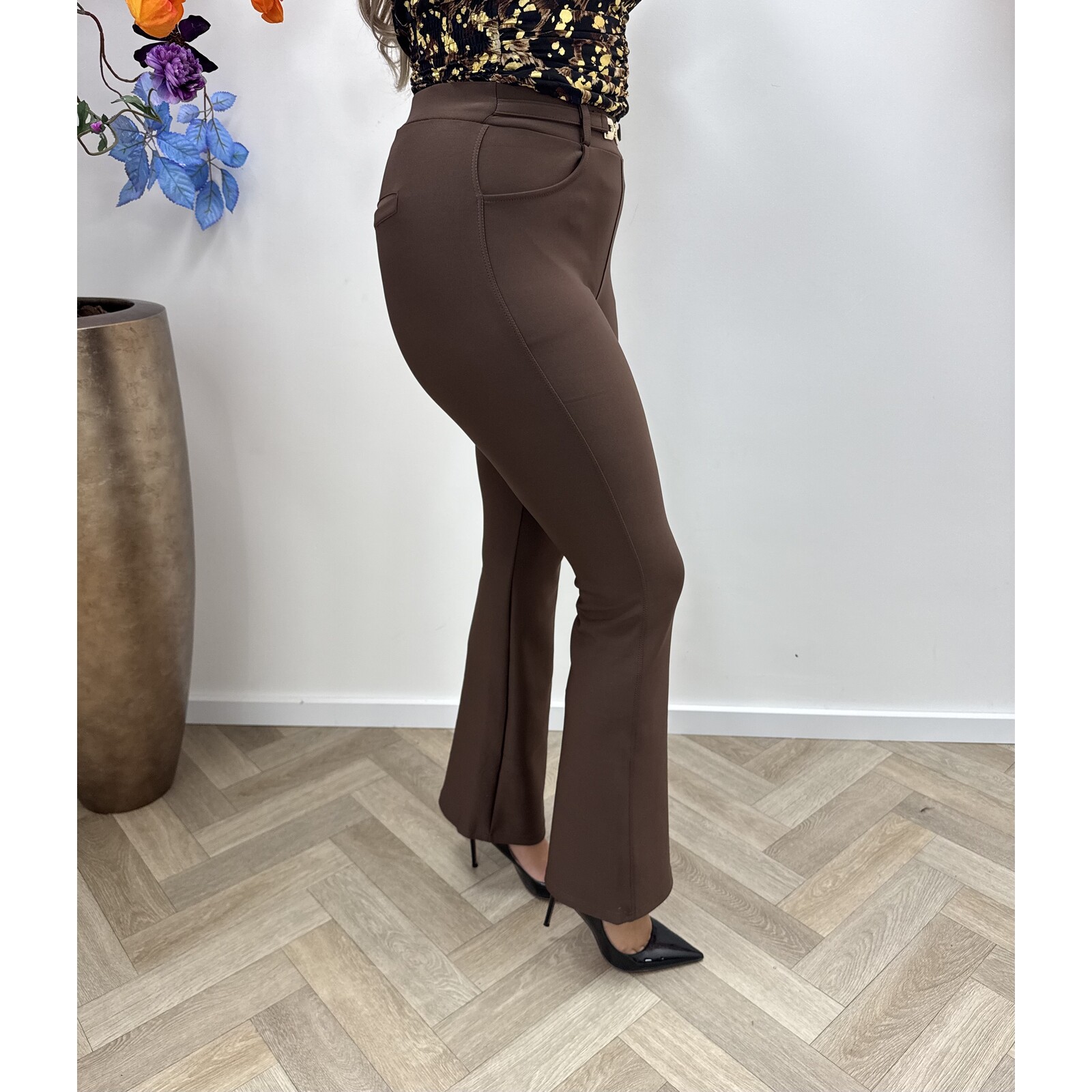 Stretch Pants Gold Detail LM3312-82 Choco