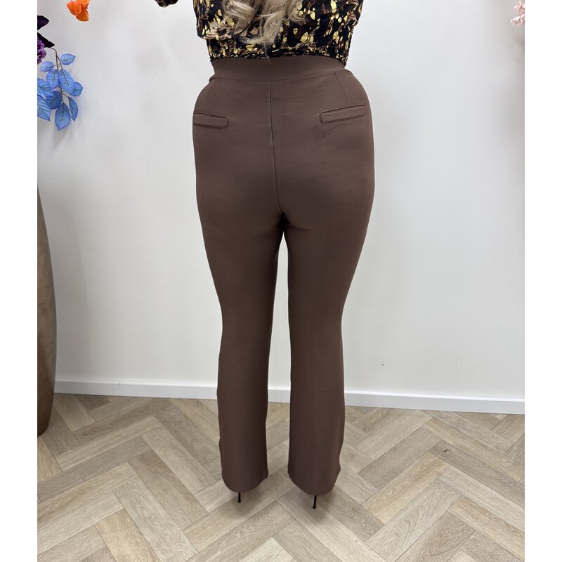 Stretch Pants Gold Detail LM3312-82 Choco