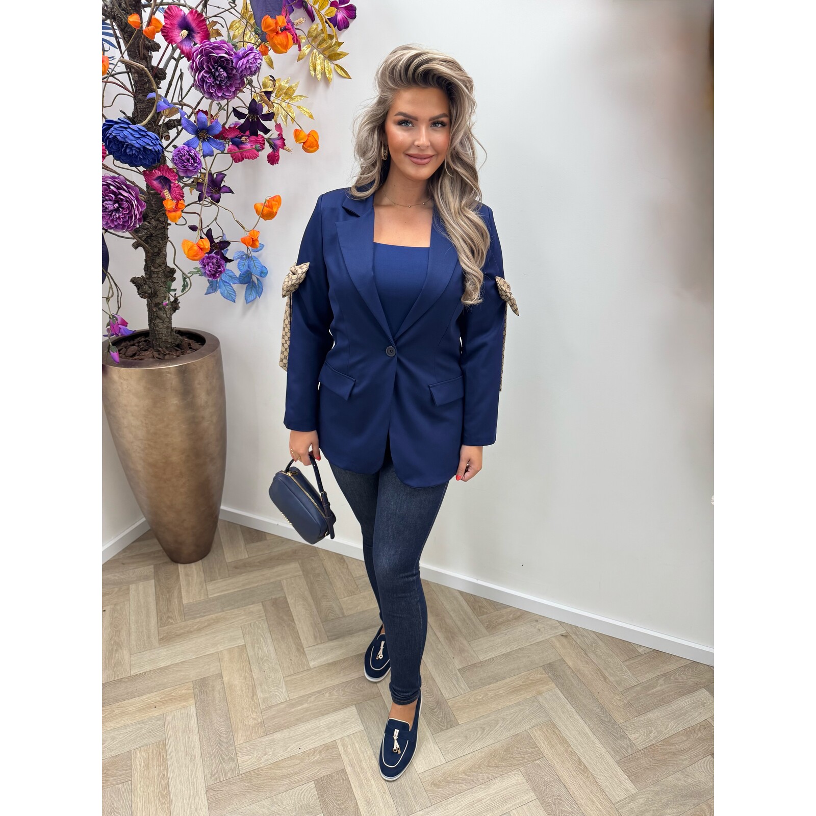 Blazer Designer Strik Navy