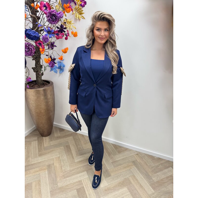 Blazer Designer Strik Navy