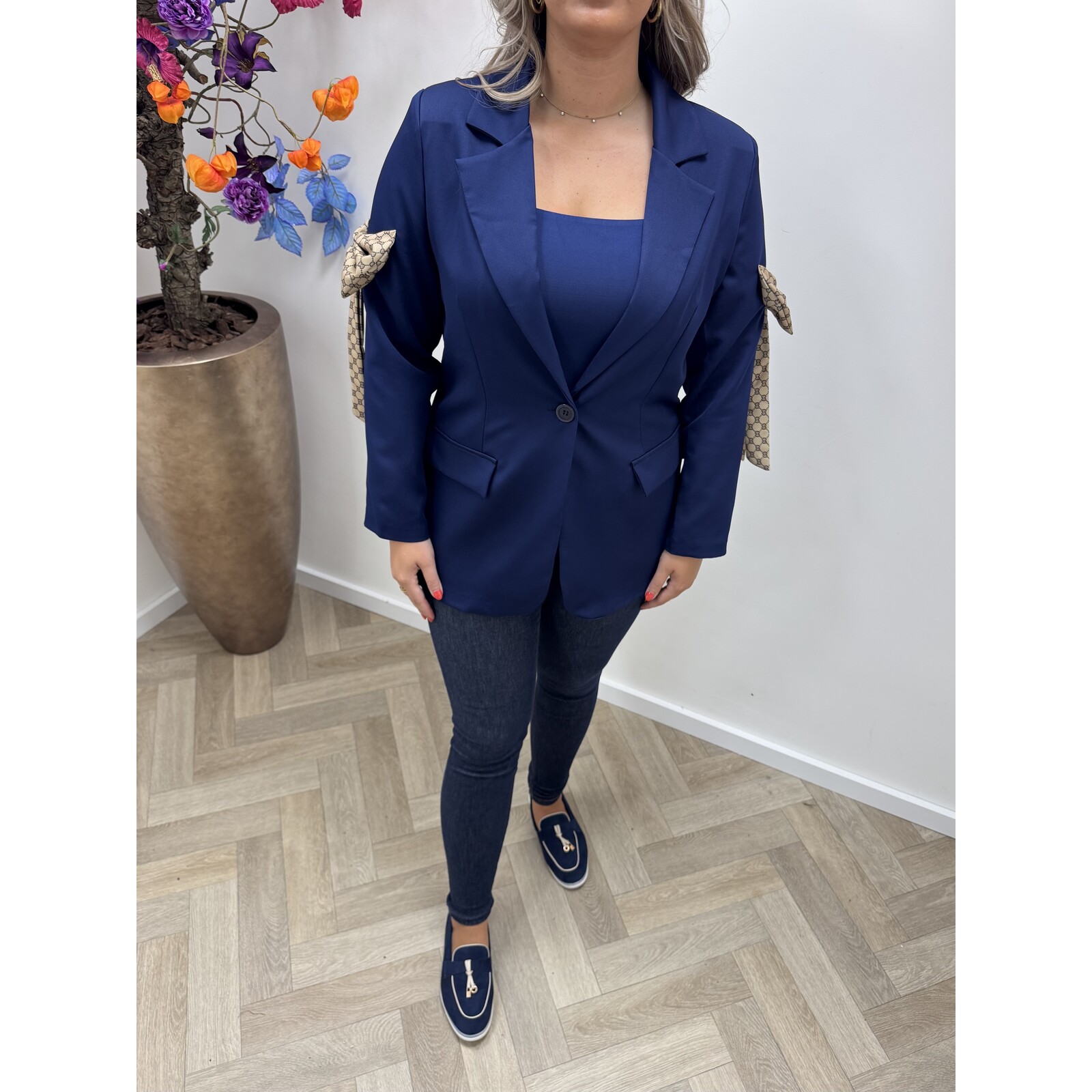 Blazer Designer Strik Navy