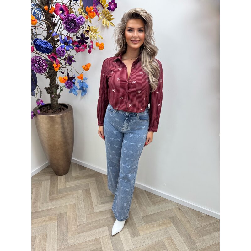 Blouse Strikjes Stripes FP15515 Bordeaux