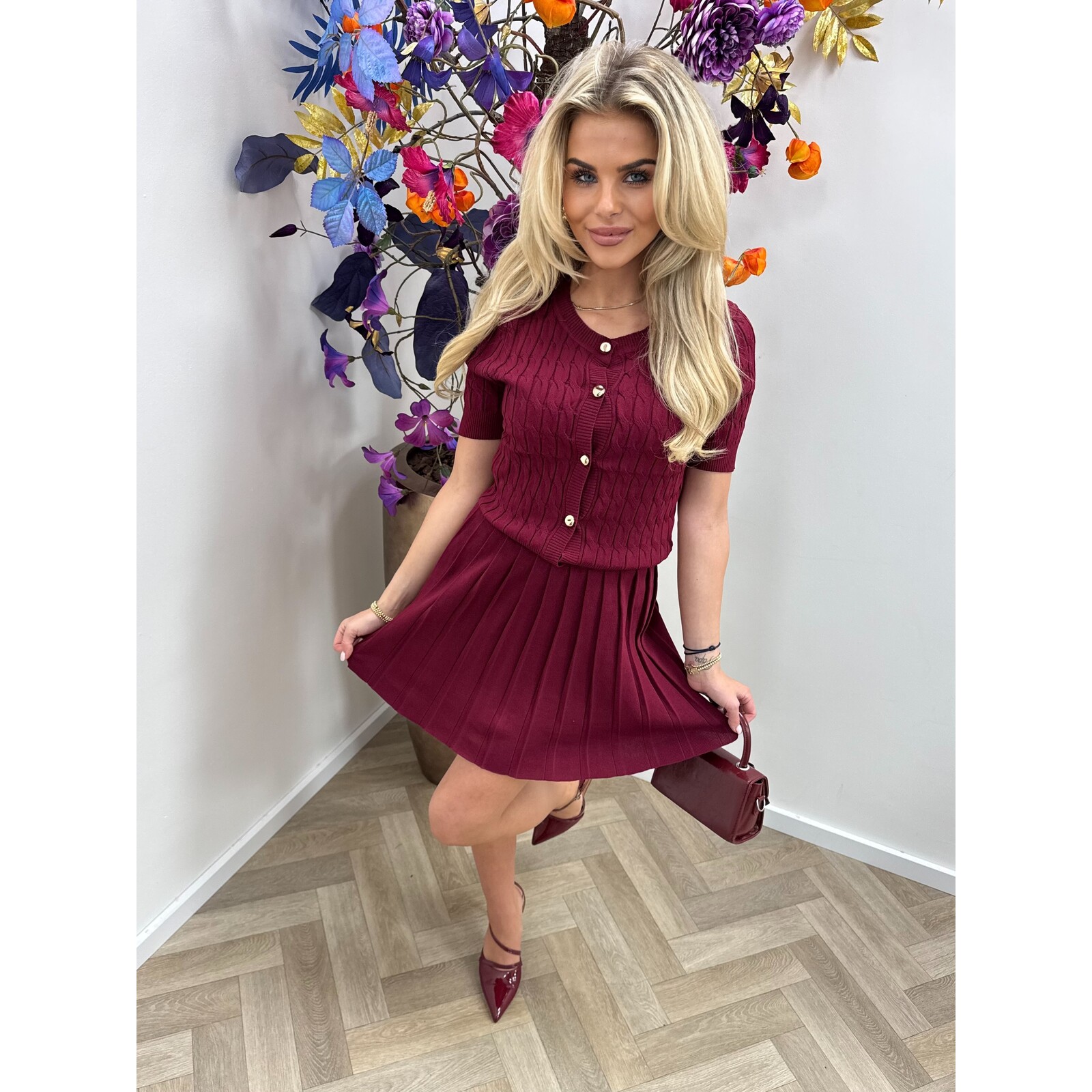 Set Donna Button Bordeaux MC9365