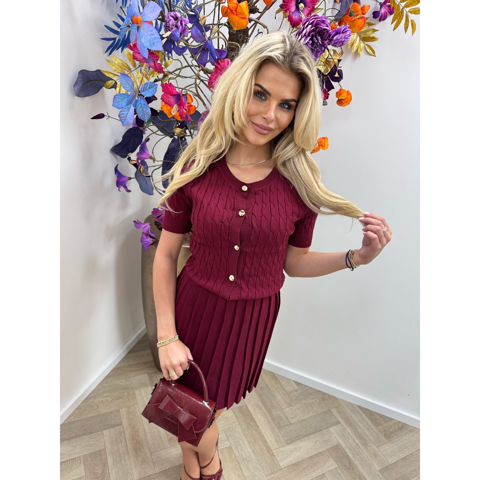 Set Donna Button Bordeaux MC9365