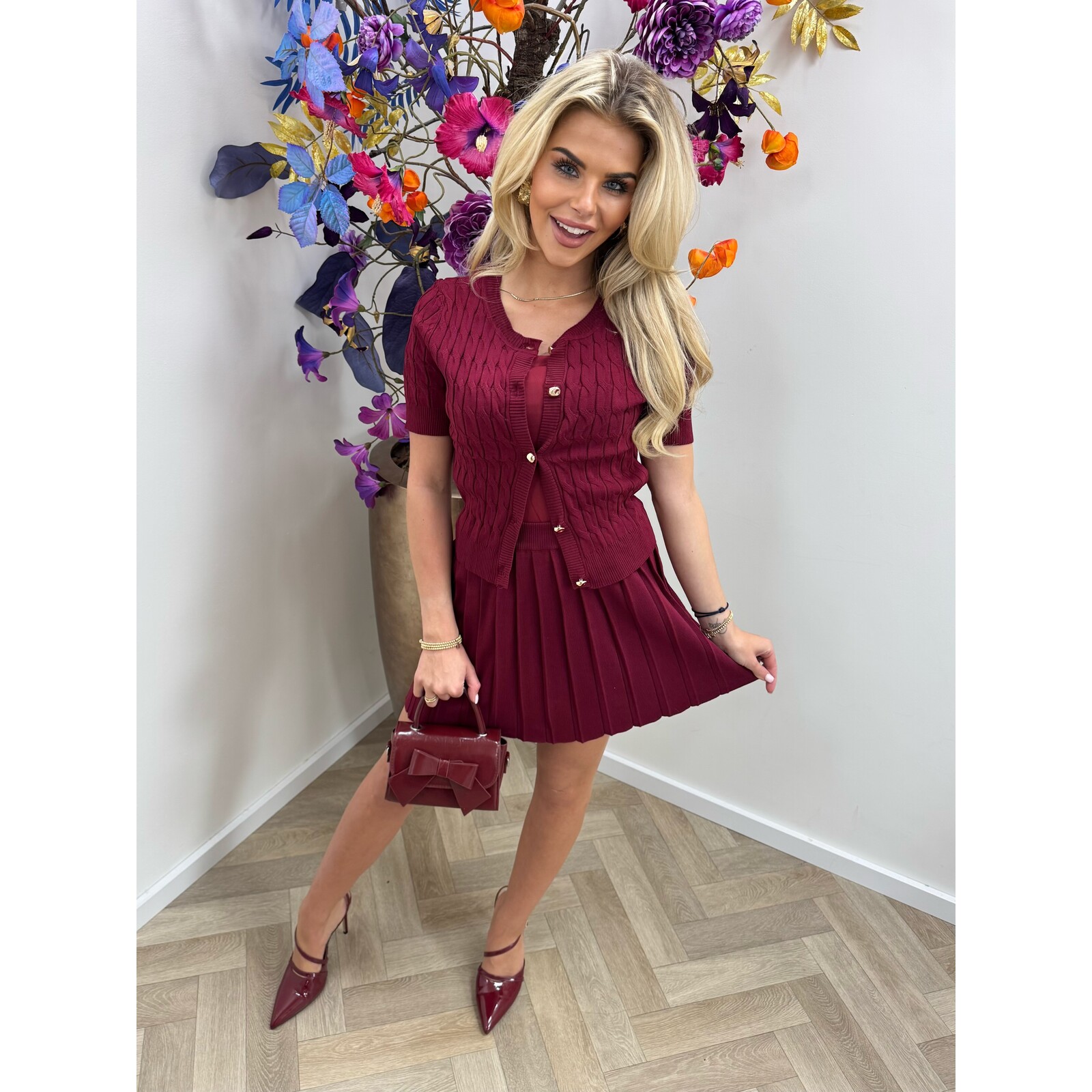 Set Donna Button Bordeaux MC9365