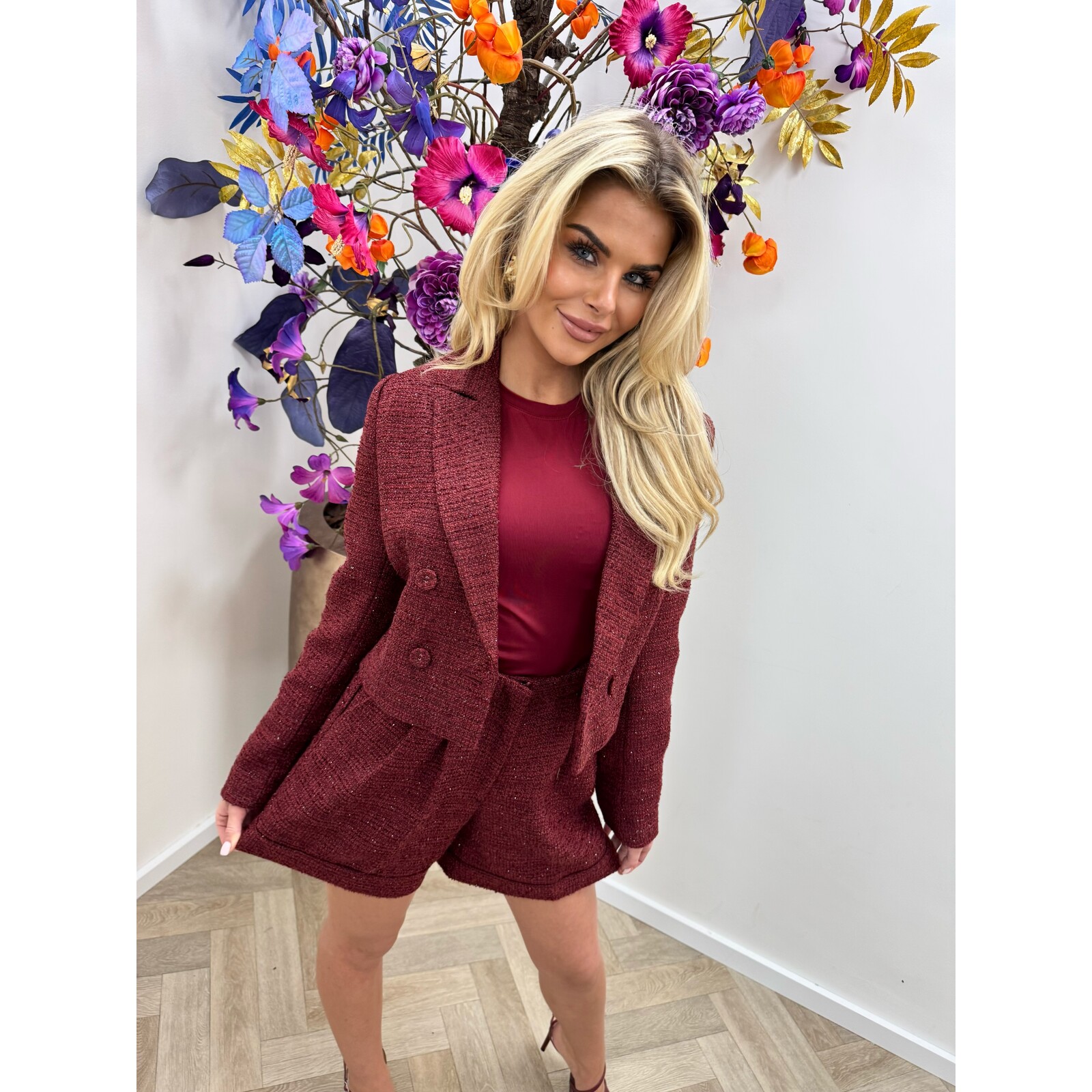 Blazer Tweed Lurex Mary V324 Bordeaux