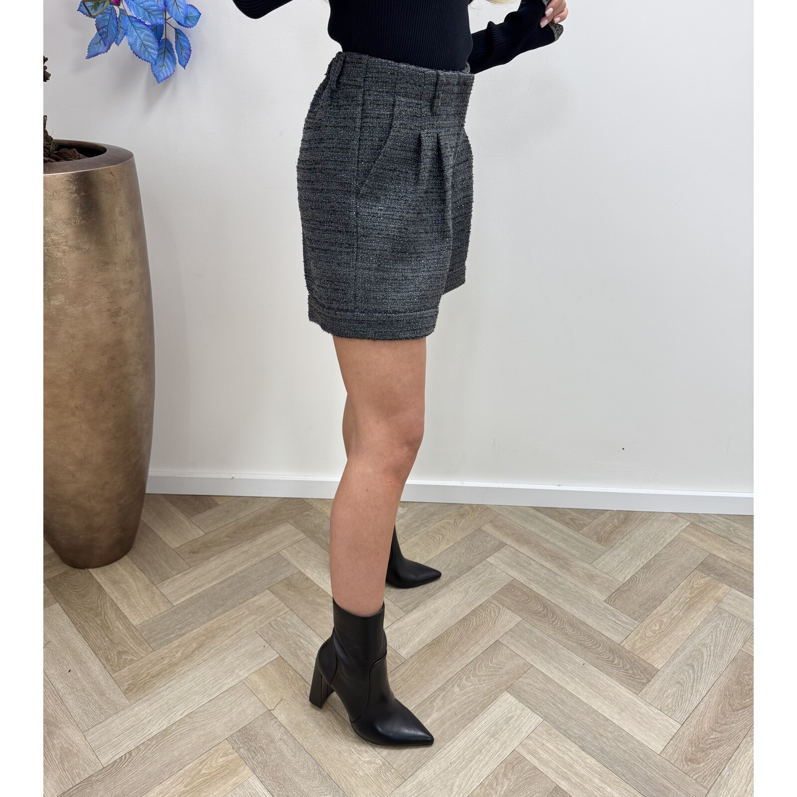 Short Tweed Lurex Mary PC115 Dark Grey