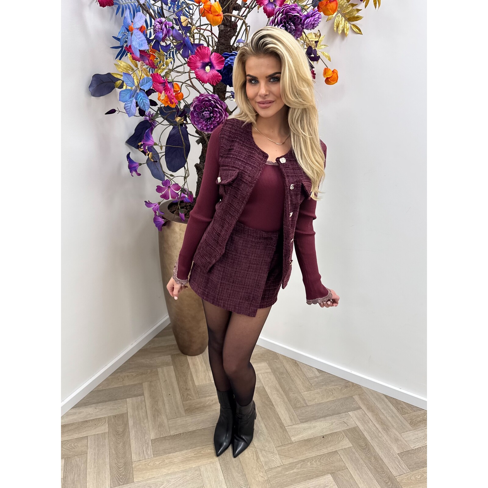 2 Delige Set Hailey Tweed Wine