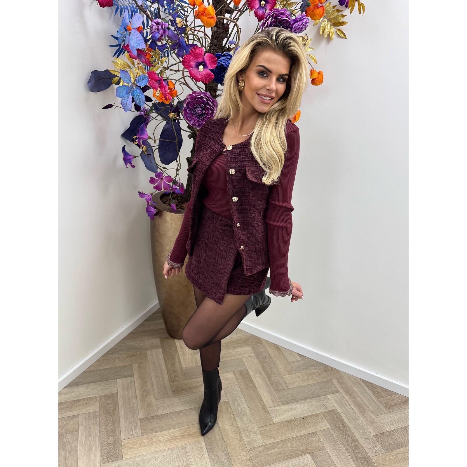 2 Delige Set Hailey Tweed Wine