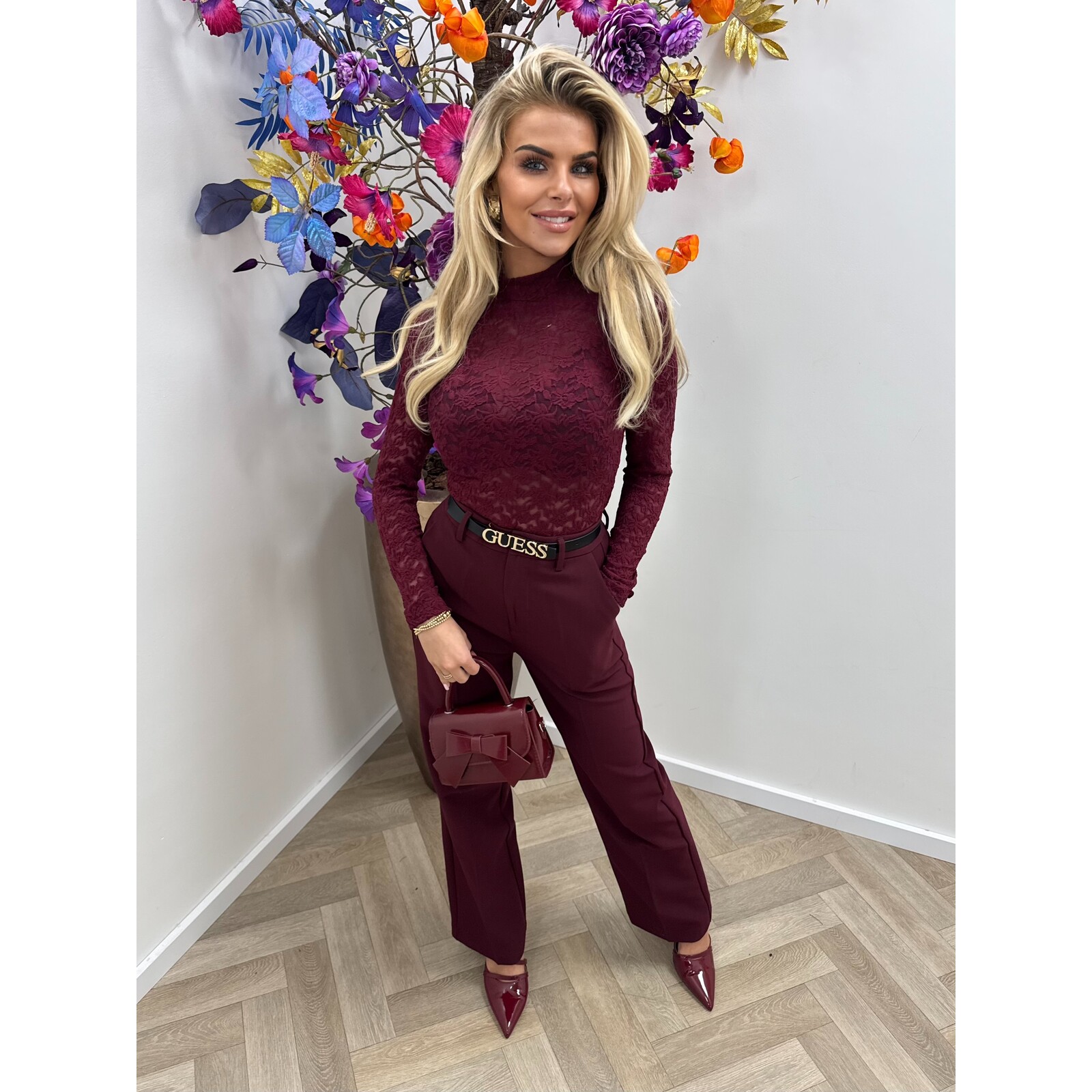 Col Top lace By swan HS9883 Bordeaux