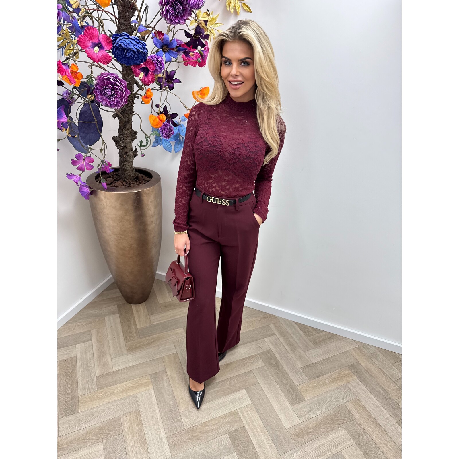 Col Top lace By swan HS9883 Bordeaux