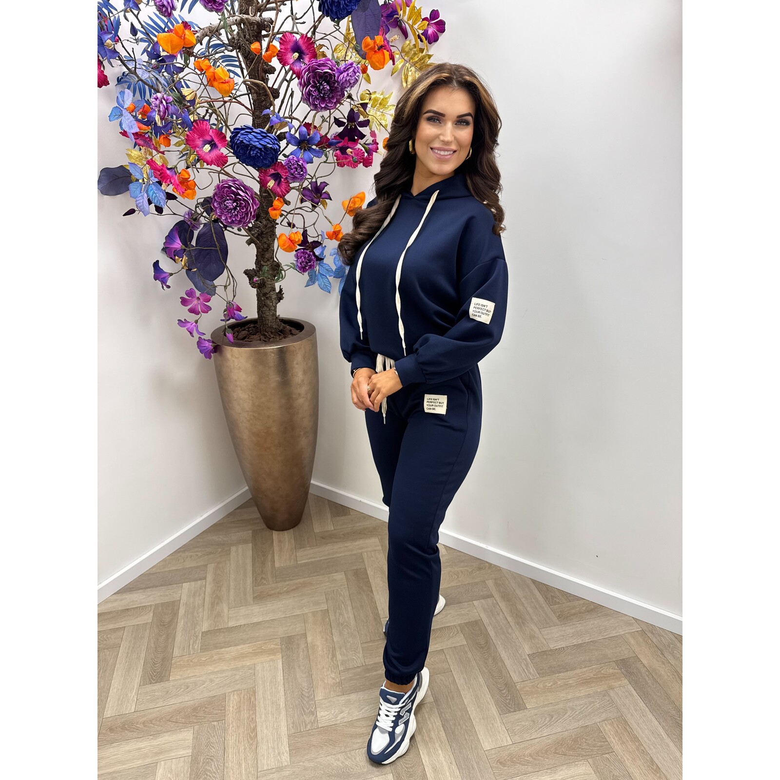 Joggingsset Embleem White Navy