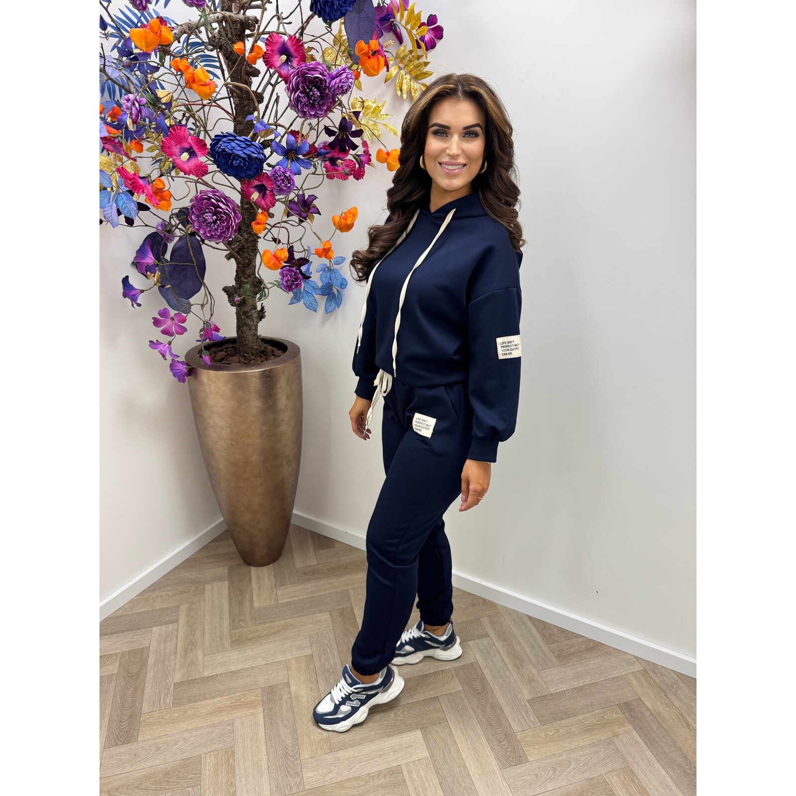 Joggingsset Embleem White Navy