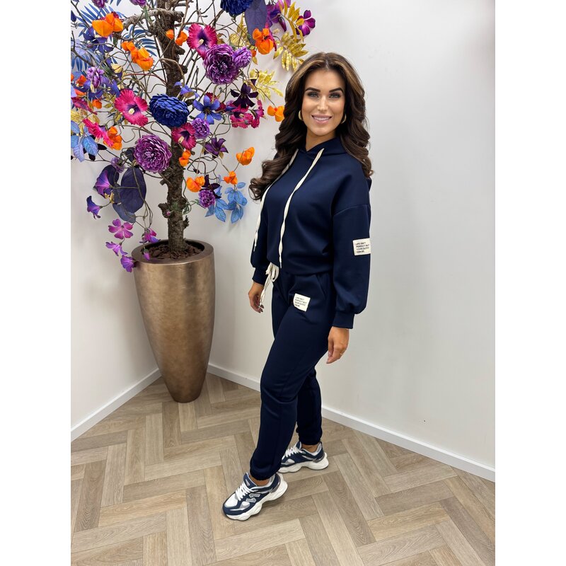 Joggingsset Embleem White Navy