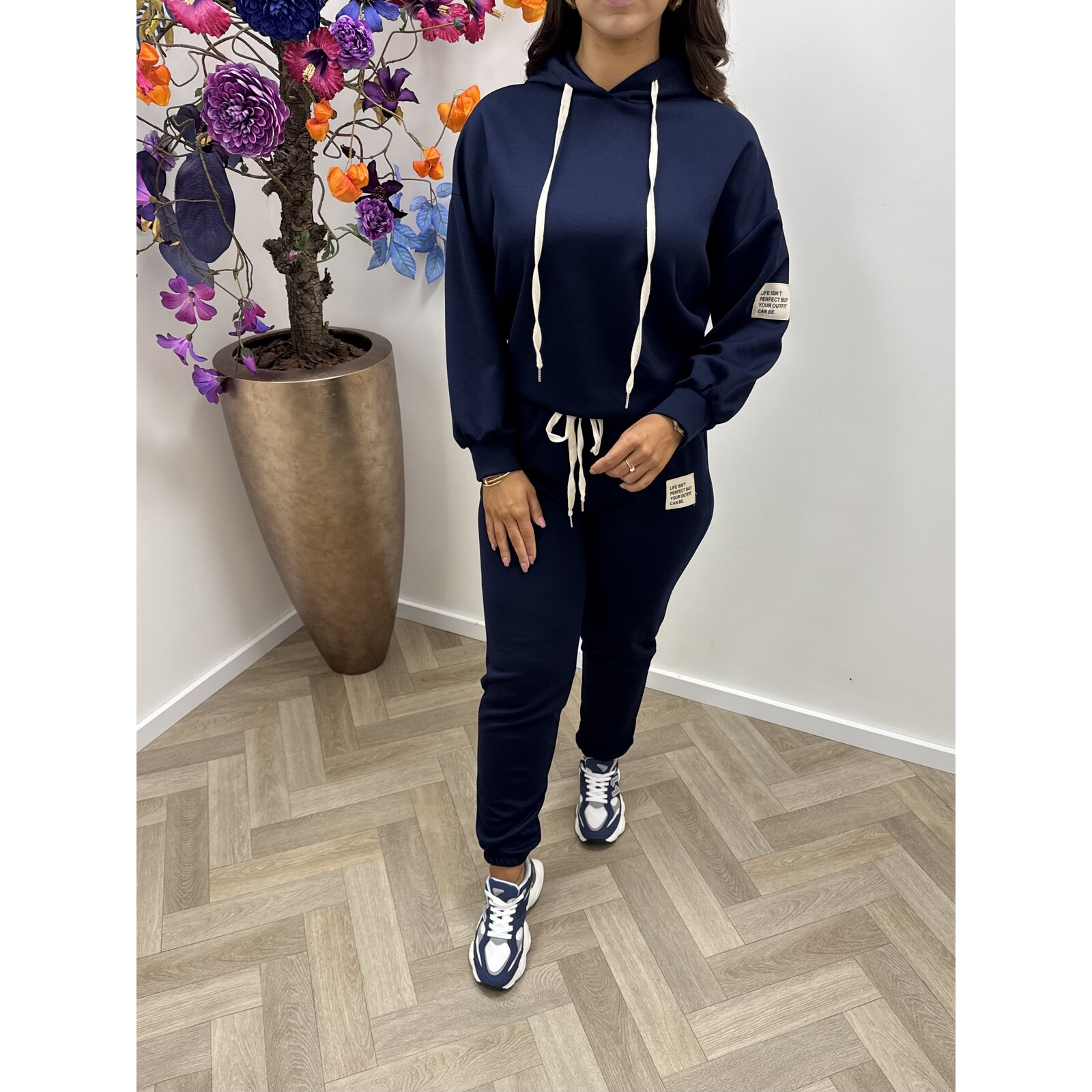 Joggingsset Embleem White Navy